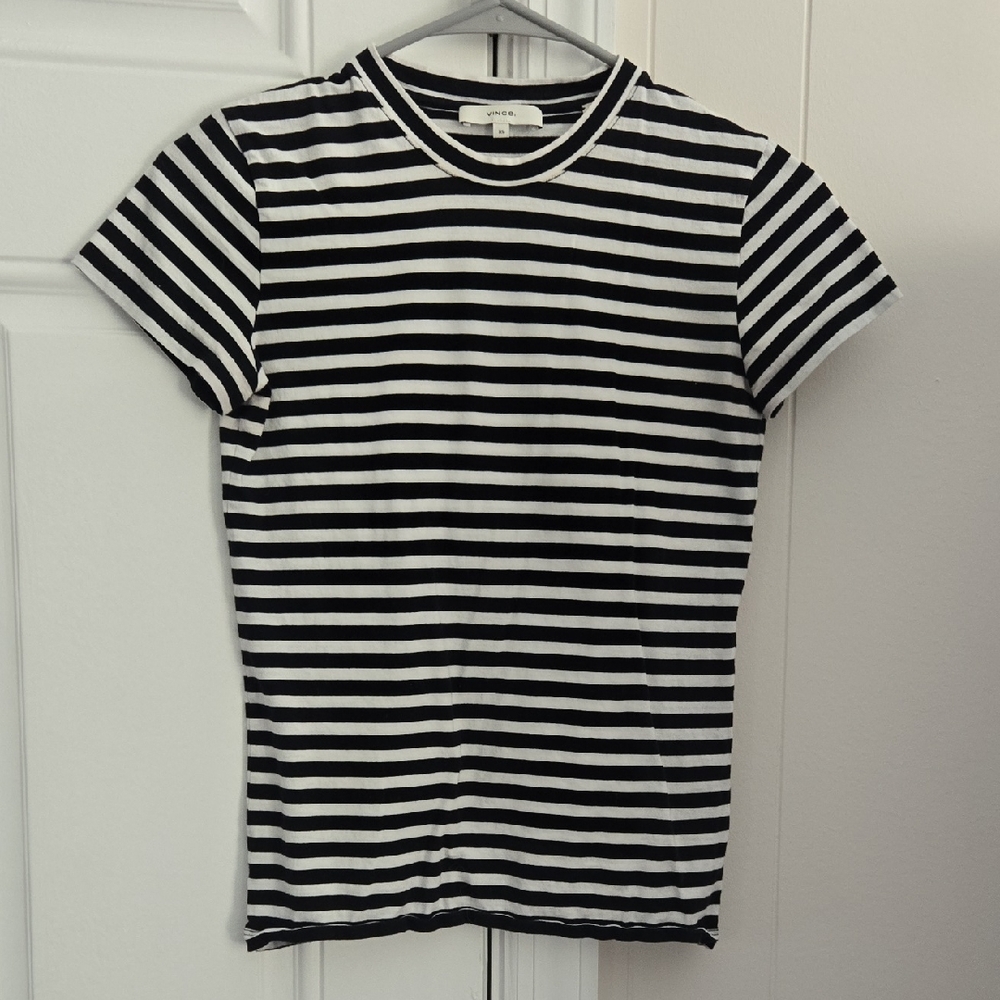 Vince Cotton Striped Tee XS